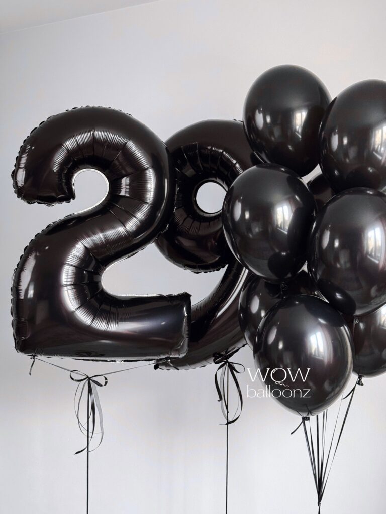 all black helium balloons set